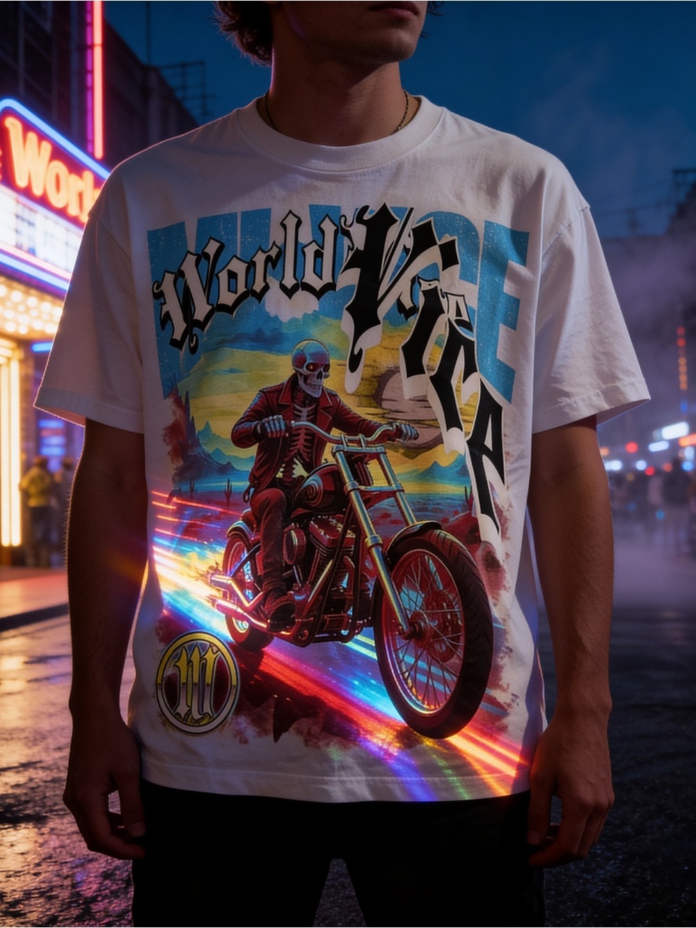 World Vice Shirt - ‘Hell Ride’ Skeleton Graphic Tee - World Vibe